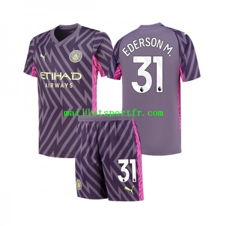 Maillot de Foot Manchester City Ederson Moraes 31 Gardien Enfant Exterieur 2023/24